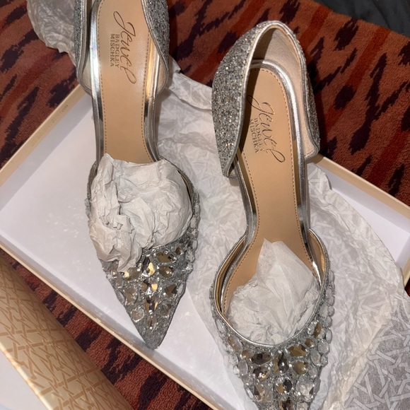 Mishka Glittering Silver Heels - Picture 1 of 7
